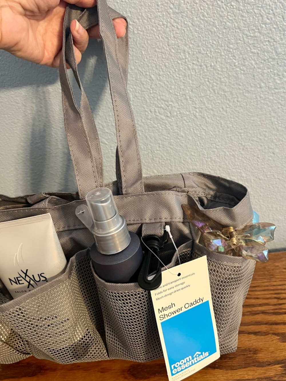 Room Essentials Gray Mesh Shower Caddy College Dorm Gym Tote Back to Campus NWT